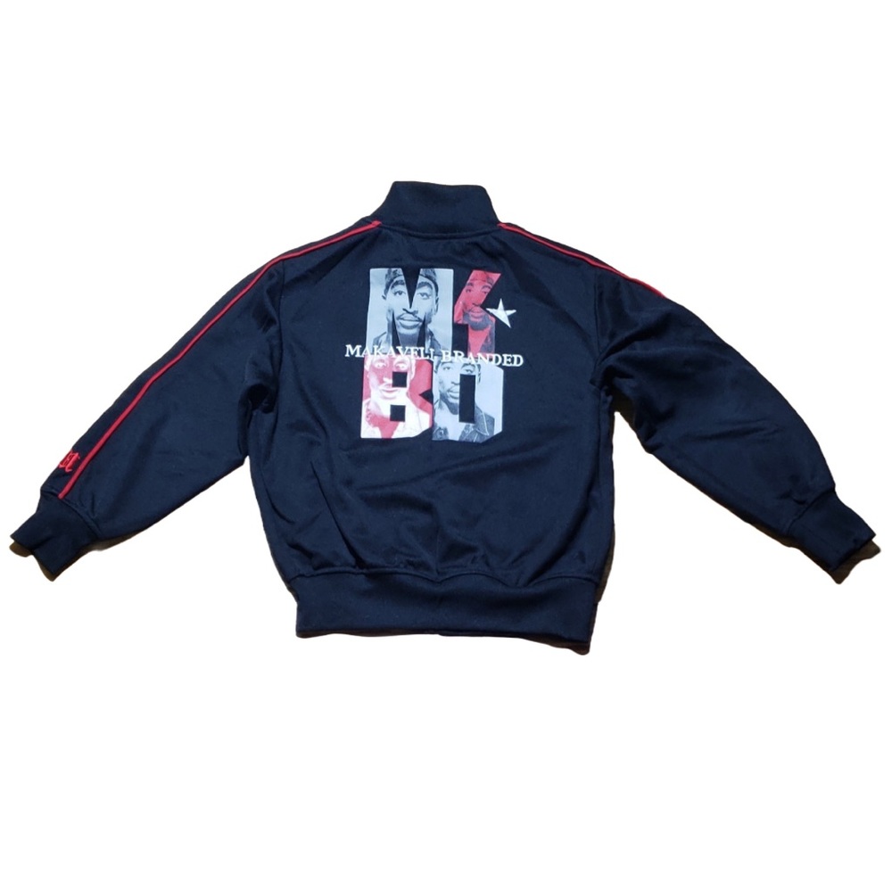 VINTAGE 2000s Makaveli Boy’s Graphic Casual Black Zip Up Track Jacket Sz 8